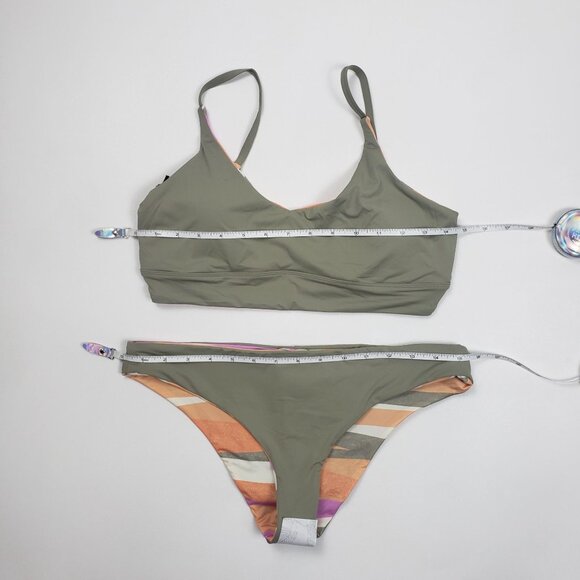 Prana Bikini Set Willow Falls Top & Gemma Bottom Sz Small Reversible Waves Print - Picture 5 of 16